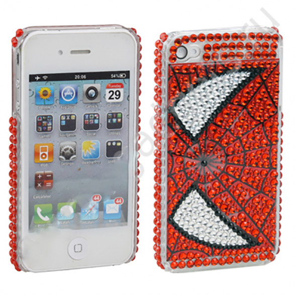 Чехол со стразами для iPhone 4, 4s (человек паук)