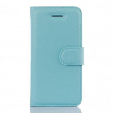 Чехол книжка с визитницей для iPhone 5, 5S, SE (голубой)