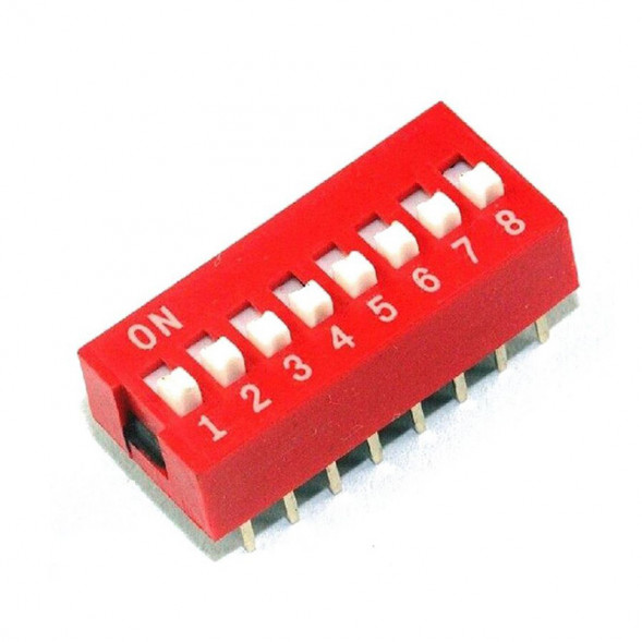 S-08 (SWD1-8) 8 pin DIP переключатель красный шаг 2.54мм SWD1-8 (DS-08) (Вдм1-8)