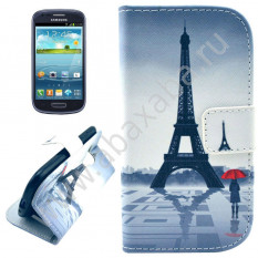 Чехол книжка для Samsung Galaxy S3 Mini i8190 (Эйфелева башня)
