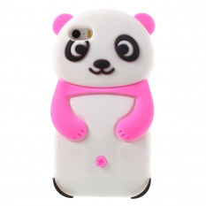 Силиконовый 3D Panda чехол для iPhone 5, 5S, SE (малиновый)