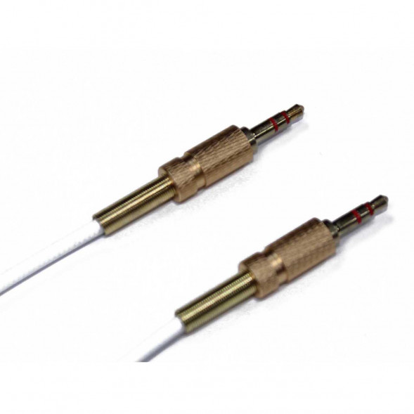 AUX кабель 3.5MM в кожаной оплетке папа-папа 1 метр (белый)
