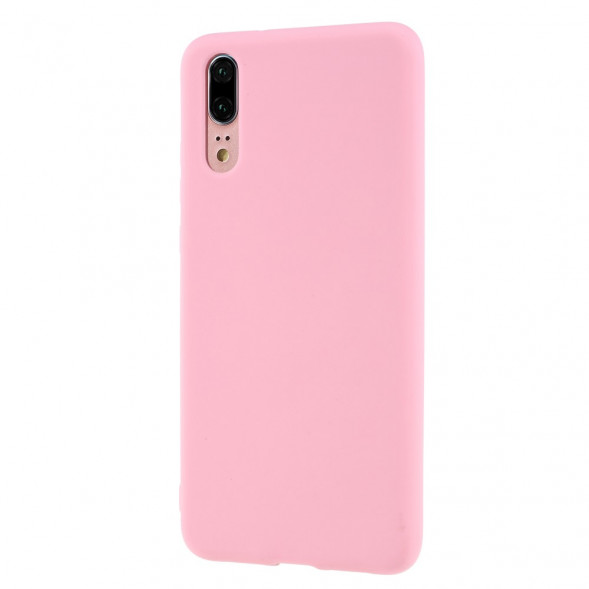 Матовый силиконовый чехол накладка для Huawei P20 (Розовый)