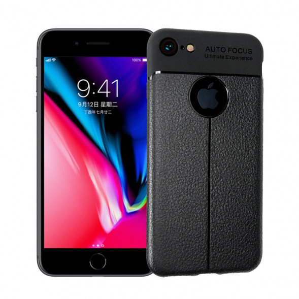 Чехол накладка Slim Litchi для iPhone 8 / iPhone 7 (черный)