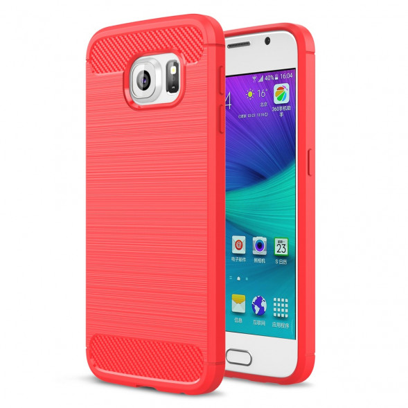 Чехол Carbon Fiber для Samsung Galaxy S6 G920 (красный)