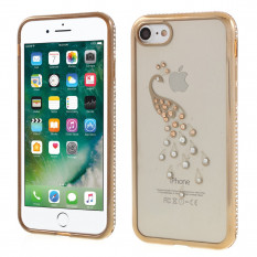 Чехол бампер Shengo со стразами для iPhone 8 / 7 (павлин/золото)