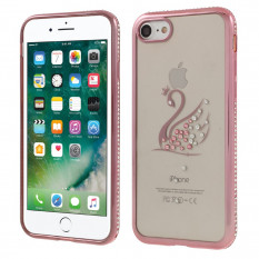Чехол бампер Shengo со стразами для iPhone 8 / 7 (лебедь/розовое золото)