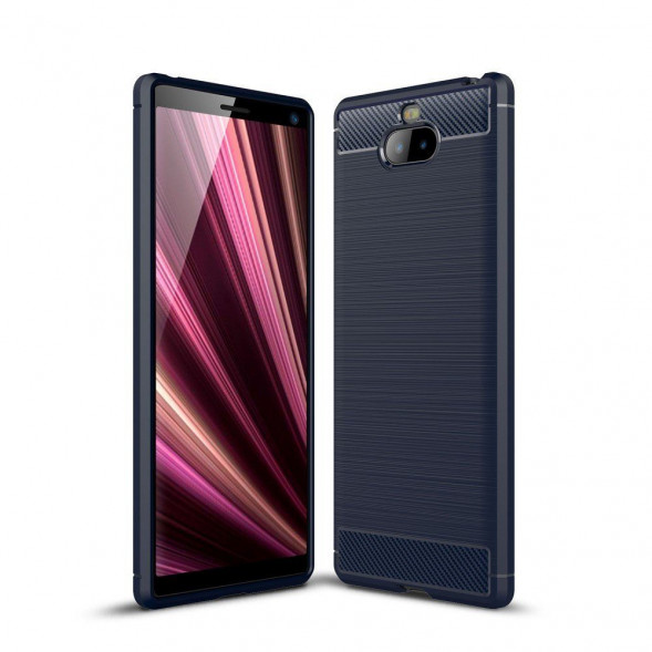 Чехол-накладка Carbon Fibre для Sony Xperia XA3 (темно-синий)