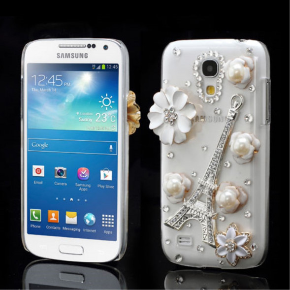 Чехол накладка со стразами для Samsung Galaxy S 4 mini i9190 (Эйфелева башня)