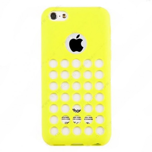 Чехол силиконовый TPU для iPhone 5C с перфорацией (желтый)