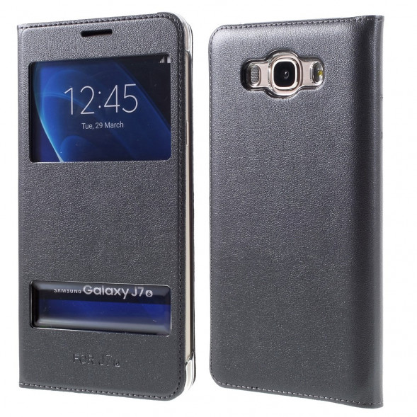 Чехол с окнами информации для Samsung Galaxy J7 (2016) SM-J710F (Серый)